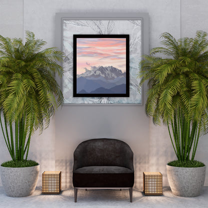 Mountain and Pastel Cloud Art Painting Poster