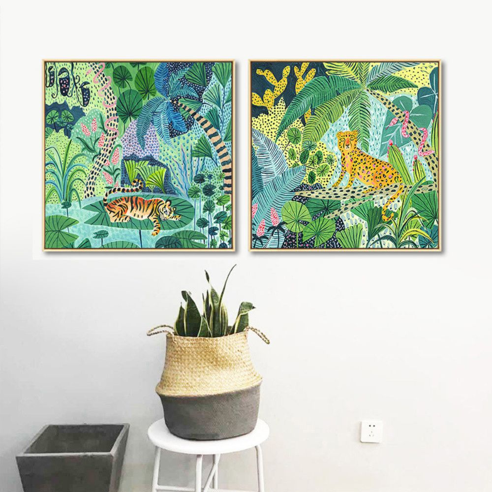 Animals in Jungle No.2 Art Painting Poster