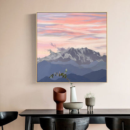 Mountain and Pastel Cloud Art Painting Poster